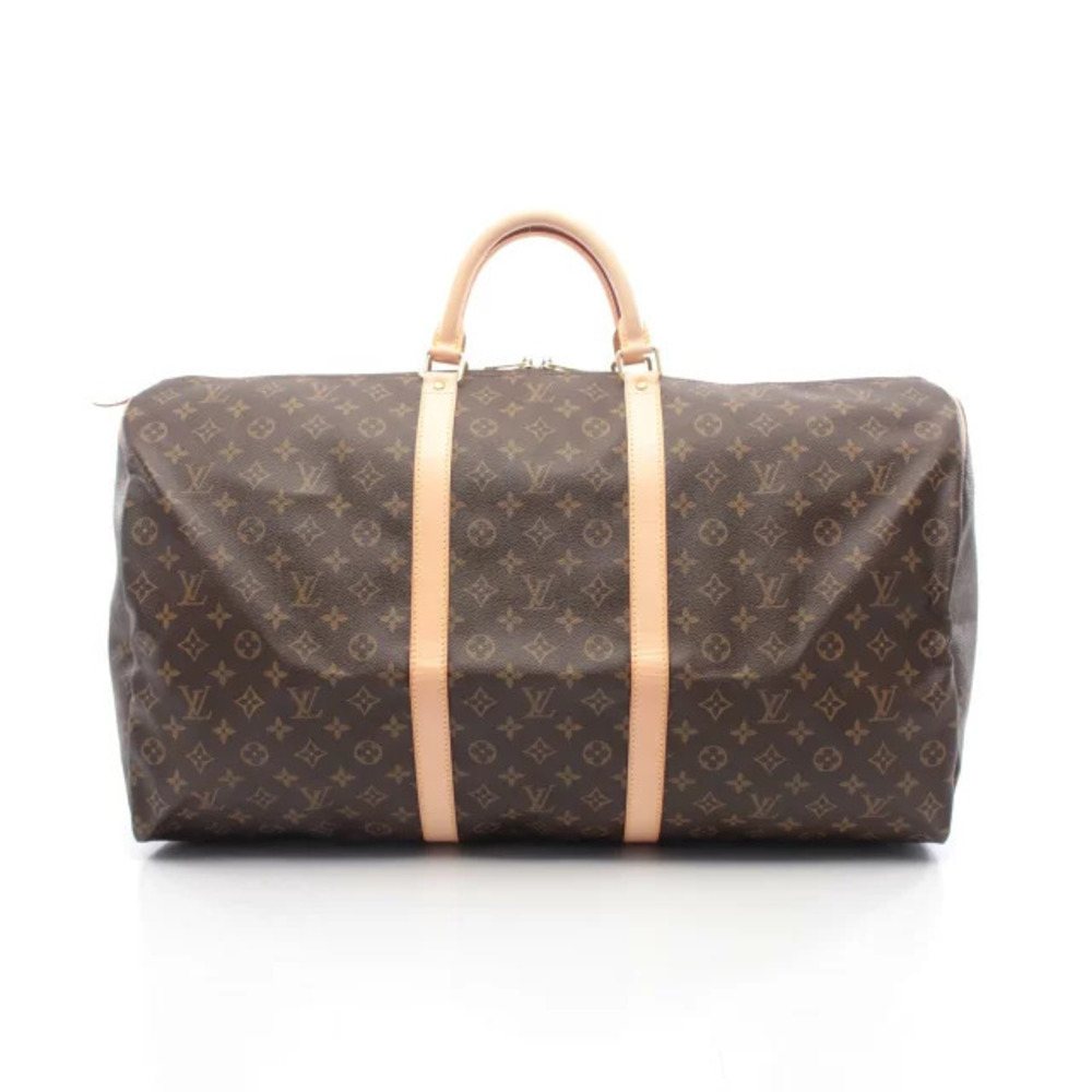 Louis Vuitton Monogram Leather Bag Brown Canvas Boston Keepall - Picture 2 of 7